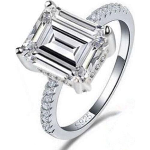 Milangirl Square champagne Cubic Zirconia Wedding Rings for women Sliver Finger Engagement Rings Female jewelry gift