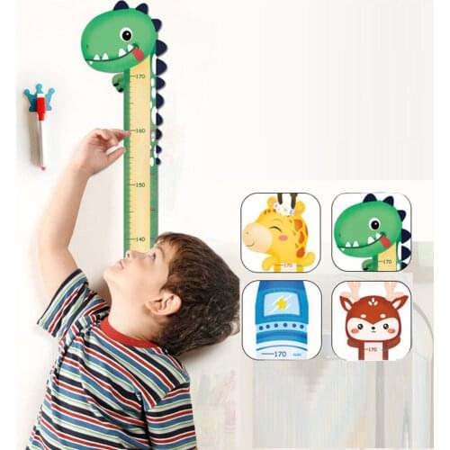 Cartoon Dinosaur Height Sticker Rocket Elk Height Measure Recording For Kids Room Bedroom Height Meter Wall Stickers Decoration