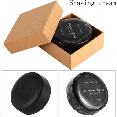 Men Black Shaving Soap Face Bamboo Charcoal Soaps Foaming Moisturizing Razor Barbering Soap Shaving Cream