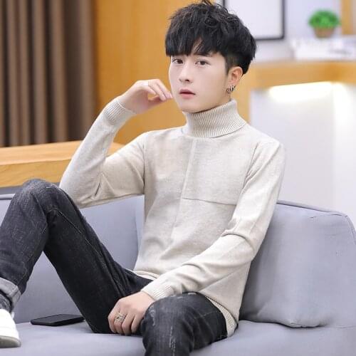 Mens sweater pullover mens spring and autumn new casual turtleneck sweater Korean fashion turtleneck sweater 14 colors
