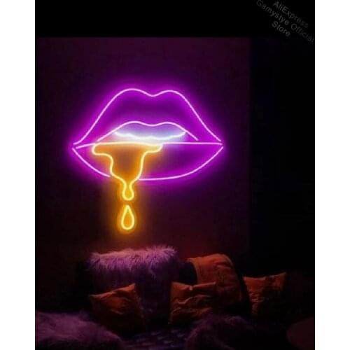 Neon Signs for Drooling mouth clips Neon bulb Sign Decorate bedroom Game Room Advertise Neon Windows Garage Wall Sign Motel Sign