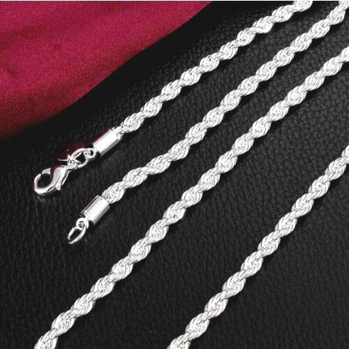 New Arrivals Women 2MM Full Sideways Silver Necklace 925 Sterling Silver Fashion Jewelry Women Men Link Chain Necklace X05