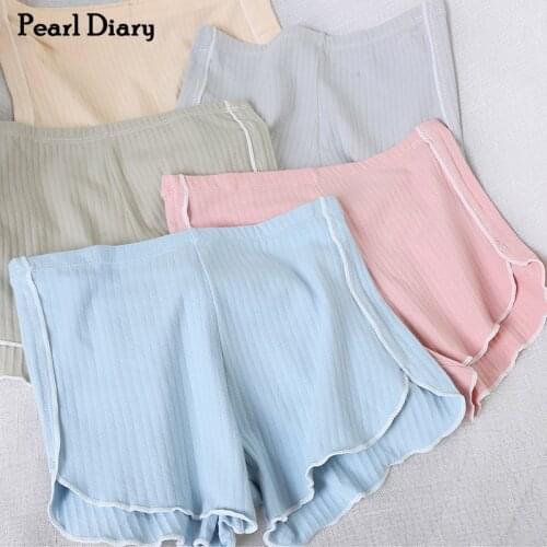 Pearl Diary Cotton Short Pant Soft Rib High Elasticated Waist Brief Boyshort Undies Contrast Binding Solid Cotton Shorts 2020