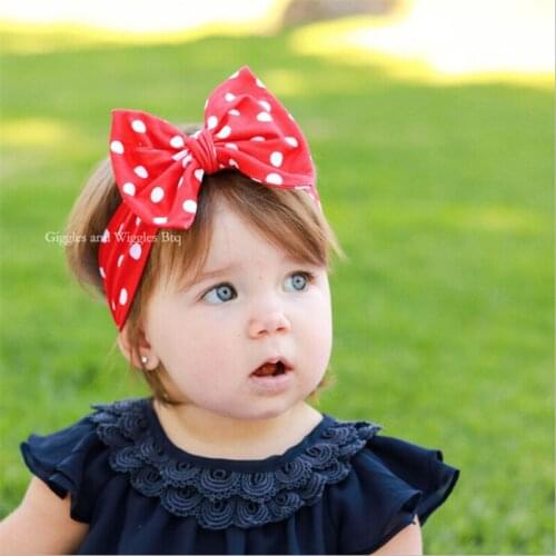 2018 cute polka dot bowknot bow turban headband girls kids hair head bands bows wrap accessories for children hair headdress