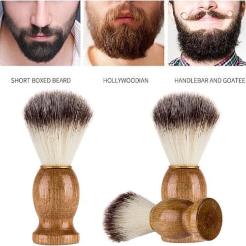 Men Practical Shaving Beard Brush Badger Hair Shave Wooden Handle Facial Cleaning Appliance Pro Salon Tool Safety Razor Brush