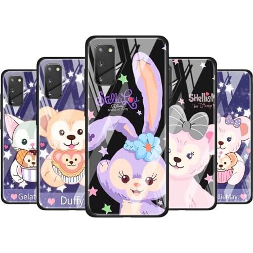 Duffy Disney Bear for Samsung Galaxy S20 FE Ultra Note 20 S10 Lite S9 S8 Plus Luxury Tempered Glass Phone Case Cover