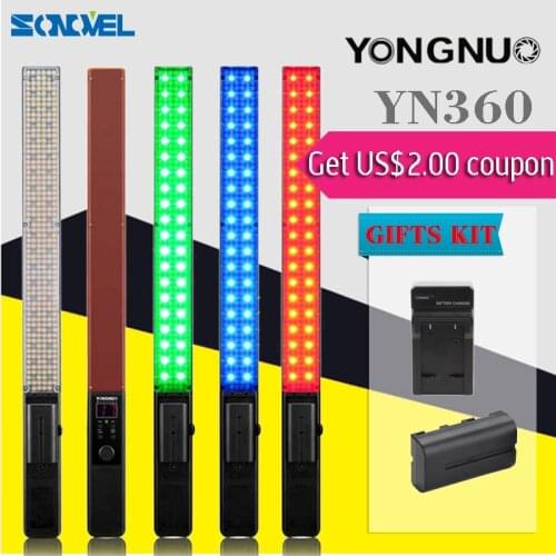 YONGNUO YN360 yn-360 Handheld LED Video Light 5500k RGB 39.5CM ICE Stick Professional photography LED Bluetooth 4.0+BATTERY SUIT