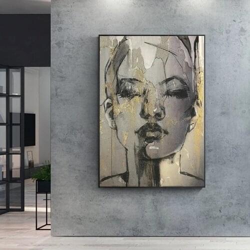 Modern Wandkleed Face Black Canvas Posters Canvas Painting Wall Art Pictures Poster and Print for Living Room Decoration Cuadros