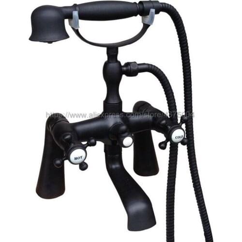Telephone Style Deck Mounted Black Oil Rubbed Brass Shower Tub Faucet Hot And Cold Water Ntf503