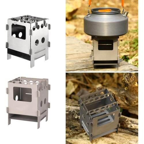 Ultra-light Outdoor Cooking Pocket Stove Backpacking Camping Folding Wood Stove Stainless Steel/ Titanium Materials
