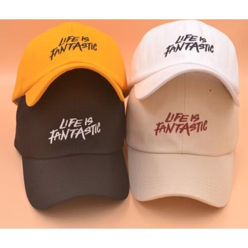 2021 Cotton Life Is Fantastic Letter Embroidery Baseball Cap Adjustable Snapback Cap Hat for Men and Women