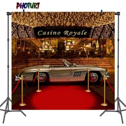PHOTURT Casino Royale Photography Backdrops Birthday Party Background Gold Glitter Classic Car Vinyl Photo Studios Props