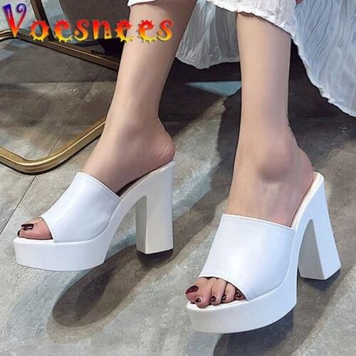 Voesnees Women Slippers 2021 Summer Sexy Fish Mouth Thick Heel Sandals Comfortable And Light Waterproof Platform High-Heel Shoes