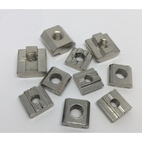 10pcs T Sliding Nut Nickel-Plated Carbon Steel M3/M4/M5/M6/M8 Fastern for 2020/3030 Aluminum Profile