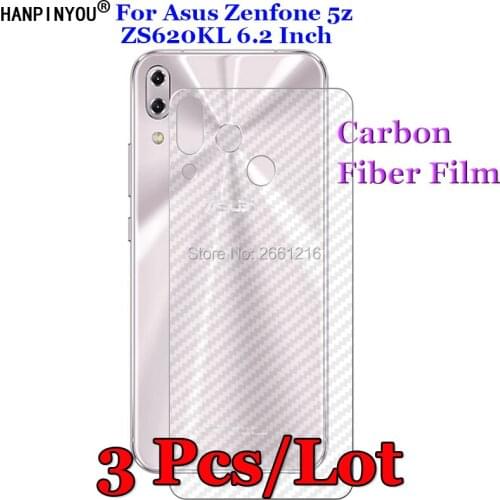3 Pcs/Lot For Asus Zenfone 5z ZS620KL 6.2" 3D Non-slip Clear Carbon Fiber Back Film Screen Protector Protective Sticker