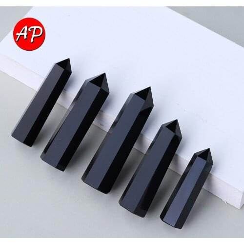 5-8cm Natural Black Quartz Column Obsidian Crystal Point Exorcise Evil Spirits Decoration Feng Shui Ornaments