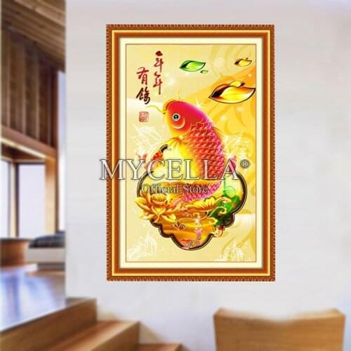 Animals 5D DIY Diamond Painting Cross Stitch Carp Needlework Round Rhinestone Mosaic Diamond Embroidery Crafts Gift Home Decor