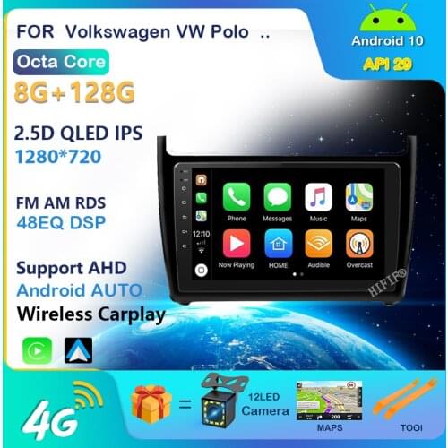 Car Radio GPS Navigation Multimedia Player For VW Volkswagen POLO Sedan 2008-2015 2Din Android 10 DSP Auto Stereo Headunit Video
