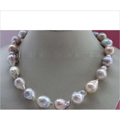 Free shipping Hot sell - >>>@@ S@@@@@Natural 15mm Multicolor Baroque Edison Reborn Keshi Pearl necklace #f2424