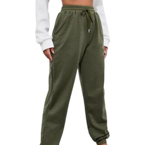 Women Pants Solid Color Drawstring Spring Autumn Elastic Waist Ankle Tied Long Trousers Streetwear Casual Sport Pants Streetwear