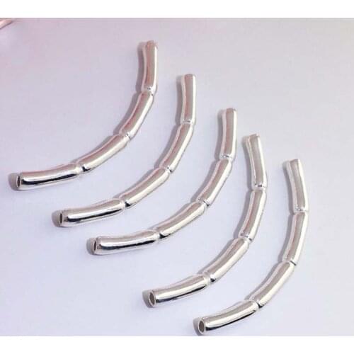 2pcs/lot 100% 925 Sterling Silver Bamboo Shape Tube Charms 20-50mm Long Spacer Beads DIY Fine Bracelets Jewelry Gift Accessories