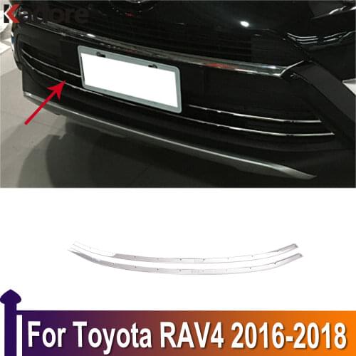 For Toyota RAV4 RAV 4 2016 2017 Stainless Steel Racing Grille Decoration Trim Front Grill Strips Car Exterior Accessories
