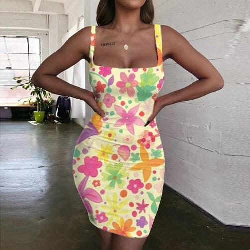 Giyu Flowers Dresses Women Art 3d Print Colorful Ladies Dresses Romantic Sundress Womens Clothing Plus Size Short Boho