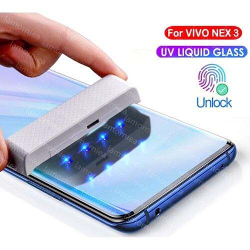 Lamorniea 3D Anti Spy Tempered Glass for Vivo Nex 3 UV Glass screen protector 100D UV full glue film for Vivo Nex 3 Nex3 glass