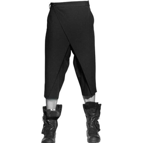 Hot 2020 New Men Casual Fashion Personalized Anter Capris Culottes Calf Length Pants Hairstylist Nightclub Costumes Trousers