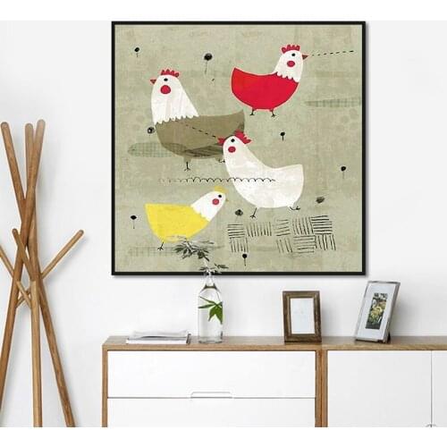 Cute Cartoon Big Hen Poster Print Animal Canvas Painting Picture Aisle Home Wall Art Graffiti Bedroom Modern Decoration Custom