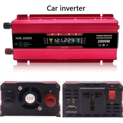 600W/ 1200W/000W EU Socket Black&Red LCD Display Car DC Modified USB Inverter