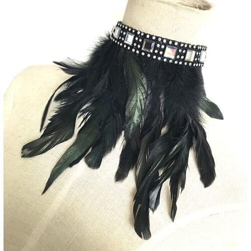 Fashion Steampunk Choker Hot sale Feather Crystal Feathers Collar Chokers Charm For Women