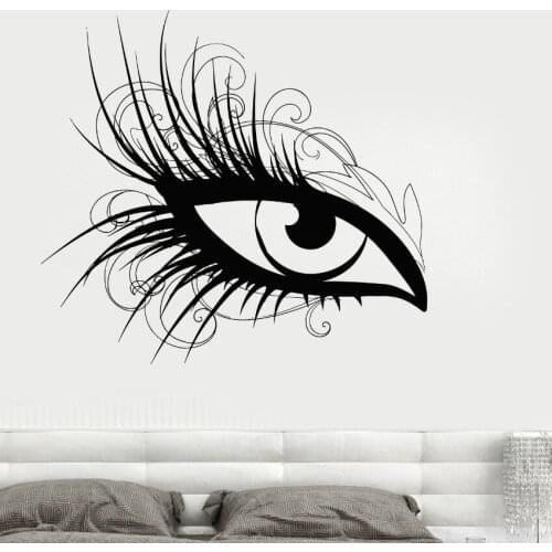 Girl Eyes Wall Sticker Eye Beauty Salon Wall Decal Eye Makeup Cosmetic Wall Mural Eyes Salon Decor Eyelash Extension Decal AY968