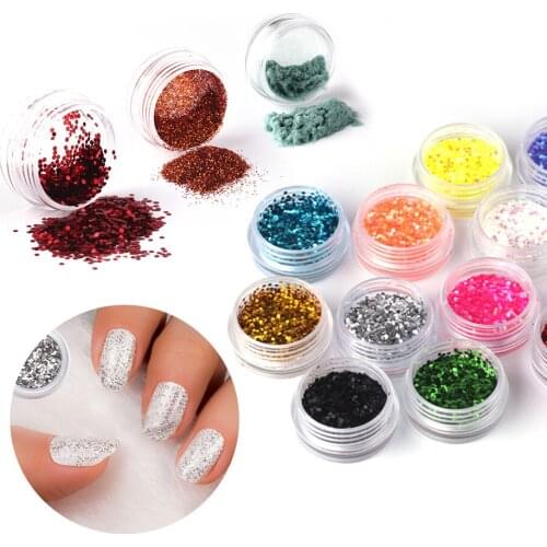NEWCOME 12 BOX Mixed Color Shining Laser Silver Chrome Glitter Powder Laser Art 3D Nail Art Decoration In Wheel Accessories