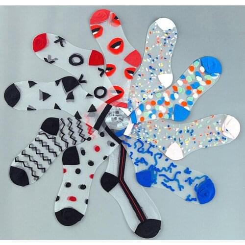 Happy socks women calcetines meias kawaii meia transparent stripe short summer socks womens skarpetki calcetines harajuku