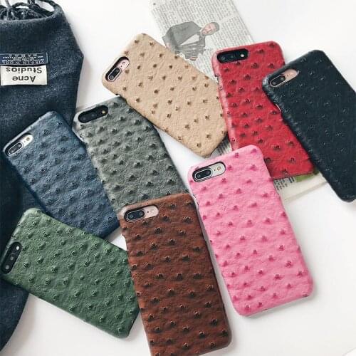 New fashion monogrammed ostrich pattern leather protective case for Iphone 7 8 PLUS XR XS MAX with oil boarder