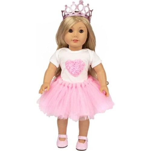 Doll clothes for 45cm American doll accessories fur collar coat + casual tight trousers girls dress