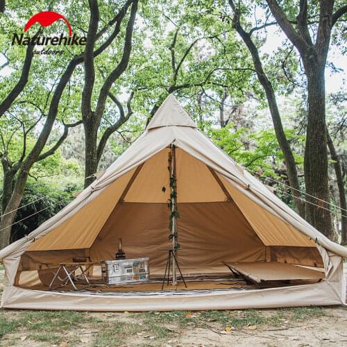 Naturehike Brighten 6.4 Persons 3-4 Outdoor Camping Pyramid Tent Big Space Thickened Hiking Picnic Cotton NH20ZP004