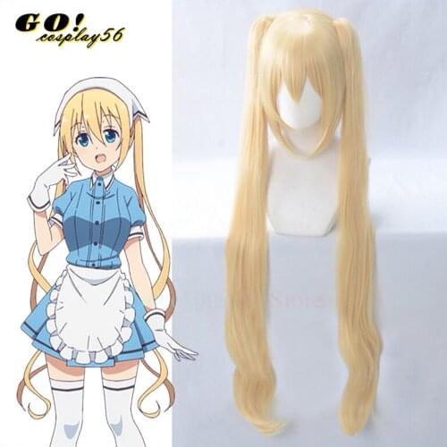 Japanese Anime Blend S Hinata Kaho Cosplay Yellow Hair Base Wig +Ponytail Halloween Role Play