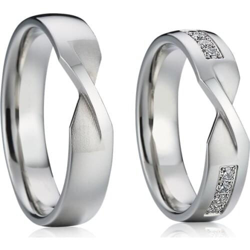 Matching rings for couples Lovers Alliance 1 Pair custom silver color titanium jewelry proposal wedding rings for men and women