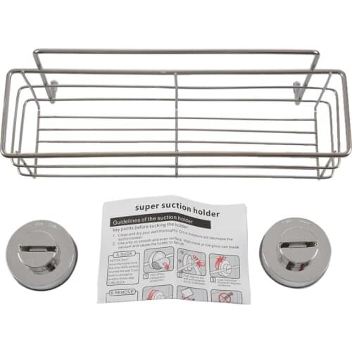 PPYY-STAINLESS STEEL NON-RUST BATHROOM SHOWER SHELF STORAGE SUCTION BASKET CADDY