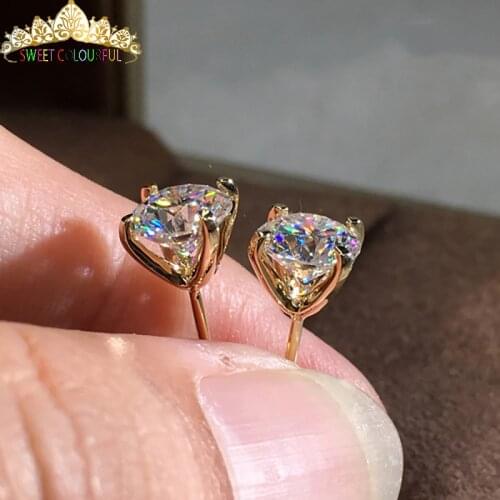 18K Gold A pair of Earrings 1CT D Color Moissanite Earrings For Women M-0.4