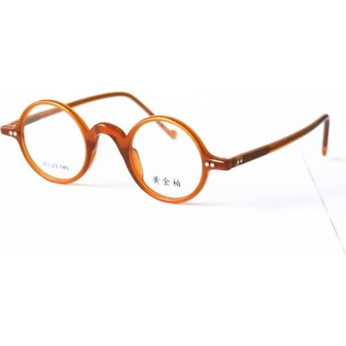 Vintage Small Round Eyeglass Frames 38mm Full Rim Orange Gold Men Women Rx able