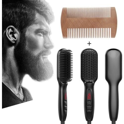 Hair Brush Straightener Beard Straightener for Men Hot Comb Straightener Barber Beard Straighten Hair Appliance Ionic Hair Brush