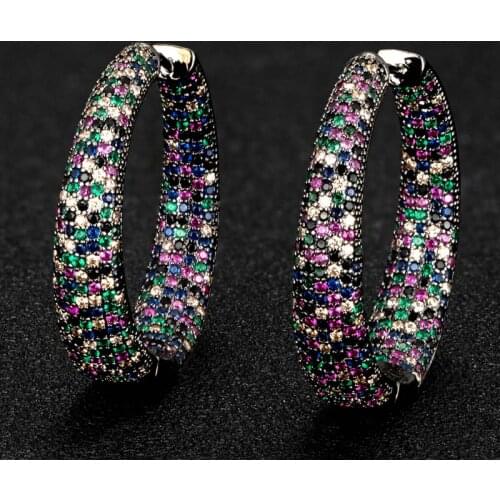 Zlxgirl Classice full mirco paved zircon round wedding earrings jewelry high quality womens bridal ears piercings brinco gifts