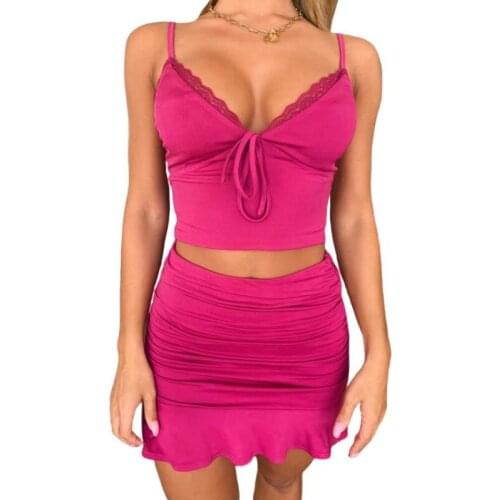 Womens Casual Dresses Sexy Vest Skirt Suit Female Dress Personality Underwear Deep V-Neck Dress Slim Rose Subcoating Lace Top