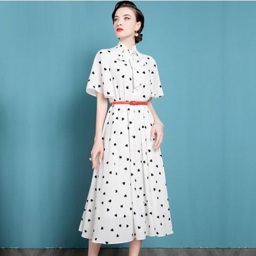 High End Retro Polka Dot Dress WomenS Summer 2021 New French Long Dress With Lotus Sleeves
