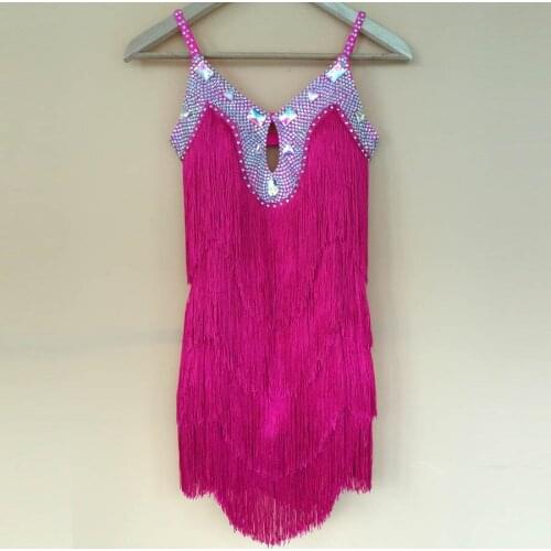 New latin dance costumes senior sexy stones tassel latin dance dress for women latin dance competition dresses S-4XL A30