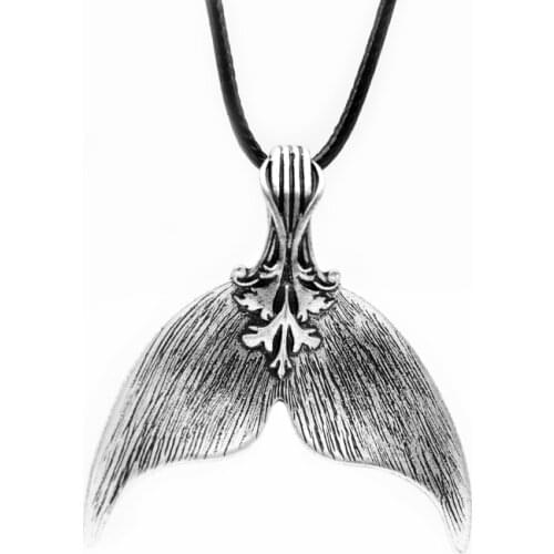 1pcs Large Mermaid Pendant Necklace Elegant Vintage Spoon Pendant Jewelry Courage Whale Tail Pendant Necklace For Women
