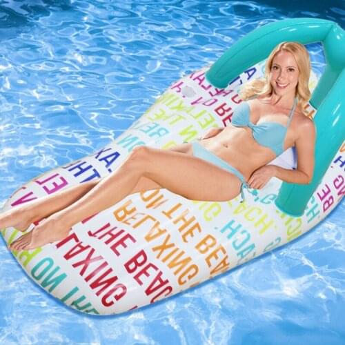 150*75cm Inflatable Rainbow Slipper Floating Row Sea Beach Swimming Ring Ride-on Water Toys Letter Printed Flip Flop Pool Float